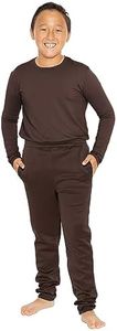 STRETCH IS COMFORT Boy's Jogger and Crew Neck Top Set Dark Brown Large