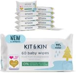 Kit & Kin Premium Eco Baby Wet Wipes, 600 Wipes (10 Packs) | Plastic-Free & Super Soft | 99% Water | Biodegradable | Hypoallergenic & Dermatologist Approved | Fragrance-Free | New & Improved Formula