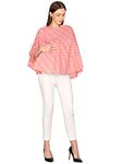 Mum's Caress Nursing Cover for Breastfeeding Multi Use Poncho Style Scarf, Cotton Feeding Apron Breathable, for Pre & Post Pregnancy Pink White Chevron