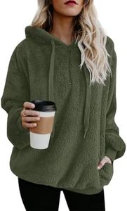 Yanekop Hoodies for Women Oversized Fleece Hoodie Sherpa Sweatshirt Fuzzy Pullover Fleece Jacket with Pockets(A Army Green,XL)