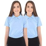 GW CLASSY OUTFIT 2X Girls Polo Shirts (Pack of 2) Short Sleeve Girls School Uniform Polo T-Shirts PE Tops 4-12 Years (11-12 Years, 2X Blue)