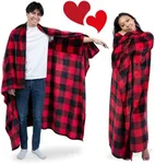 Adult Wearable Blanket with Sleeves - Valentines Day Gifts for Her Wife - Wearable Blankets for Women - Cozy Valentines Gifts for Women and Men - Gifts for Girlfriend - Gifts for Mom - Red Checkered