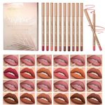 12 Colour Matte Lip Liner Pen Set,Slim Waterproof Brown Lip Linerr,High Pigmented Creamy Nude Lip Liners,Non-fading Long Lasting Lipliner Pencil for Women