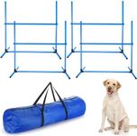 Shappy 4 Pieces Dog Agility Equipment with Adjustable Height Jump Bars Adjustable Dog Agility Jumps with Carry Bag Exercise Dog Jumping Hurdles for Indoor Outdoor Dog Agility Course Game (Blue)