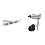 BaByliss Hydro-Fusion Hair Straightener and Styler, Blue & 2100 Hydro-Fusion Hair Dryer, Smooth Blow-Dry, Dual Ionic System, Super Conditioning, Advanced Airflow Technology, with Diffuser