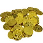 100Pcs Plastic Play Coins Gold Pirate Treasure Hunt Coins Toys For Kids Party Theme Props Decoration,Party Favor,Lucky Draw Games, Plastic Gold Coins Great For Kids, Toddlers, Teachers