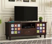 The Little Wood Solid sheesham Wood tv Unit 1 Drawer 2 Door Cabinet Natural Walnut Finish Colour Brown (Walnut)