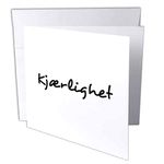 3dRose gc_185037_2 6 x 6-Inch "Kjaerlighet, Word for Love in Norwegian Romantic Language Black Text" Greeting Card (Set of 12)