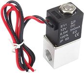 Plum Garden 1/4inch DC 12V 2 Way Normally Closed Electric Solenoid Air Valve, Stainless Steel