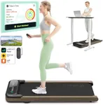 UREVO 2024 New Wood Walking Pad with Smart APP, Under Desk Treadmill for Home Office, Portable Treadmill Walking, 2.25HP Walking Jogging Machine with Remote Control LED Display, 265 Lbs Capacity