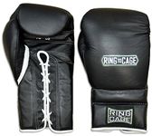 Japanese Style Training Boxing Gloves 2.0 - Hook&Loop or Lace-Up - 12oz, 14oz, 16oz, 18oz - 9 Colors to Choose (Black, 16oz Lace-up)