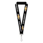 Buckle Down Lanyard - 1.0" - CHEVROLET/Bowtie Black/Gold/White REPEAT Accessory, Multi-Colored, One-Size