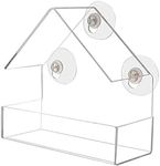 Window Bird House Feeder with Extra Strong Suction Cups Clear Bird Seed Holder for Outside Birdhouse Shape WMBF0001