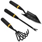 Kemaier Professional 3-in-1 Garden Tool Set - Includes Heavy-Duty Stainless Steel Hand Cultivator, Transplant Serrated Shovel, and Dandelion Weeder - The, Unbreakable Gift for Gardeners