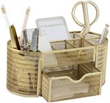 Gold Desk Organizers and Accessories - Gold Desk Accessories for Women Office - Desk Organizer Gold Office Desk Accessories - Office Supplies Gold Storage Small Desk Organizers and Accessories Gold