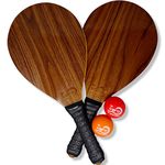Vero Frescobol American Walnut Wood Paddleball Set, Official Ball, Beach Bag, USA