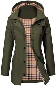 UMIPUBO Imperméables Vestes pour Femme Longue Manteau à Capuche Imperméable Coupe-Vent Zip Poncho d'Extérieur Coupe Vent Veste de Pluie Printemps Automne (Vert, XL)