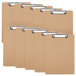 ZEONHEI 10 Pack A4 Clipboard, Hardboard Clip Boards, Wooden Clipboards with Hanging Hole and Low Profile Metal Clip, Memo File Clip Board for Office, Restaurant, Office Supplies, Brown