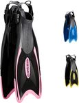 Cressi Palau Fins - Adjustable Long Fins Adults for Snorkelling and Swimming, Black/Pink Long Fins, XS/S (35/38)