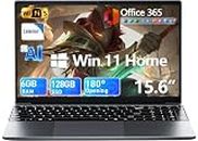 MELIUNA 15.6'' AI Laptop with Office 365, 6GB RAM 128GB SSD