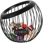 Coffee Pod Holder, Large Capacity K Cup Organizer, Metal Wire Espresso Pod Storage Bracket, Modern Coffee Capsule Cages, Countertop Storage Bowl for Snacks, Fruits