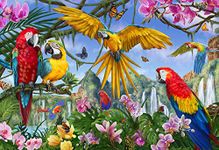 Vermont Christmas Company Tropical Birds Puzzle - 100 Piece Interlocking Large Bird Jigsaw Puzzle - Thick, Durable Bird Puzzles for Kids & Seniors - Jigsaw Puzzles Birds Colorful Artwork (19" x 13")