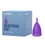 FemiSafe Small Menstrual Cup For Women | Reusable Menstrual Cup Made With 100% Medical Grade Silicone | Ideal Period Cup For Beginners With Heavy Flow - Purple, Pack Of 1