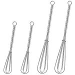 4 PCS Stainless Steel Kitchen Whisk, Kitchen Whisks Mini Wire Egg Beater Manual Non-Stick Manual Egg Whisk Small Mini Whisks Bulk Wire Hand Whisk Mini Balloon Wire Whisk Balloon Whisk(5 & 7 inch