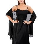 Wioklwe Pashmina Shawls and Wraps - Women Chiffon Shawl Wrap Scarf Wedding Evening Bridal Bridesmaids Mother of The Bride (Black)