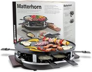 Swissmar 8-Person Raclette Party Grill with Reversible Cast Aluminum Non-Stick Grill Plate & Black Base - Electric Indoor Grill for Versatile Cooking - Includes Raclette Dishes & Spatulas