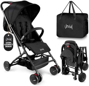 Jovial Lightweight Baby Stroller - One-Hand Fold Compact Stroller, Multi-Position Recline, Sun Canopy, Extra-Large Storage Basket, Airplane Travel Storage Bag, Black