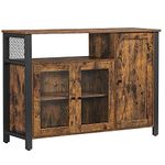 VASAGLE Buffet Cabinet, Sideboard, Floor Storage Cabinet with Transparent Doors, Rustic ULSC096B01