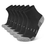 YOJOOM Mens Sports Quarter Ankle Socks Black Anti-Blister Cushioned Trainer Running Athletic Socks for Men 9-12 6-9 (UK, Numeric, 9, 12, Regular, Regular, Black 6 pairs)