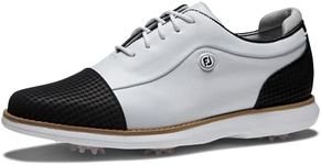 FootJoy Women's Traditions Golf Shoe, White/Black Cap Toe, 7.5