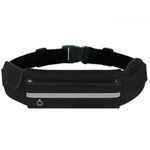 PARENCE. - Running Belt Black 3 Pockets with Reflective Tape/Running/Smartphone/Water Bottle - Phone Waist Bag - for Running, Sports, Jogging, Jogging, Running, Black, Black, Standard Size,