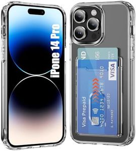 rojarou for iPhone 14 Pro Case with Card Holder Wallet Case[Store 2 Cards][Anti-Yellow][Military Grade Protective][Anti-Drop] Shock Absorption Phone Cover Case for iPhone 14 Pro,Crystal Clear