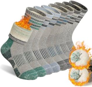 SeeyAN Kids Merino Wool Hiking Socks Boys Girls Thermal Winter Warm Boot Toddlers Thick Cushion Socks 4 Pairs (4 Pairs Grey Stripe A, 13-15 Years)