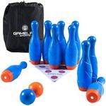 GAMELIFE SPORTS MagnaRack Bowling, includes 10 Magnetic Bowling Pins, 2 Balls, Bowling Mat, Carry Bag, Great Toy Gift, Early Education, Indoor & Outdoor Games, Toddler, Child, Boys & Girls