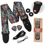 Guitar Strap Premium Padded For Electric, Acoustic, and Bass. Adjustable Unique Design Guitar Straps Includes 2 Strap Locks To Keep Your Guitar Safe - Discover Durability Comfort and Style