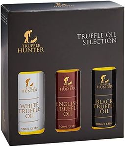 TruffleHunter Truffle Oil Selection, 3×3.8oz – English Truffle Oil, White Truffle Oil & Black Truffle Oil Made with Real Truffles and Olive Oils | Gourmet Truffle Set | Truffle Variety Pack Gift Box