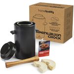 HomeBuddy Fermentation Crock with Weights - 1 Gallon Fermentation Kit Ceramic Sauerkraut Crock with Fermenting Crock Lid - Onggi Kimchi Container, Pickling Crock or Sourdough Crock