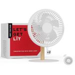 NUUK LIT v2 Cordless & Rechargeable 7 Inch Table Fan with Night Light & Remote Control | Auto Oscillation with 4 Wind Modes | BLDC Fan with Up To 17 Hour Run Time | Portable Table Fan for Home, Office