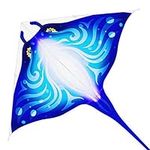 Devil Fish Kite for Kids Adults, Delta Kite Single Line Large, Kite Handle Include (Blue)