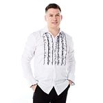 Zen Retro Mens Ruffle Ruche Frill Tuxedo Shirt White/Black M