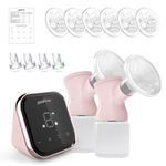 KOSTTE Double Electric Breast Pumps, Dual Rechargeable Nursing, Portable Strong Suction Pain-Free Breastfeeding Pump, 2 Modes & 9 Levels, LED Display, 21mm/24mm/27mm Flange Breast Pumps, BPA Free