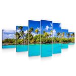 Startonight Huge Canvas Wall Art - Sunny Beach - Large Framed Set of 7 40" x 95"