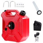 1.3 Gallon/5L Gas Can with Lock and Keys Portable Gasoline Tank 10L Oil Petrol Storage Cans Spare Emergency Backup Petrol Tanks Mount for Motorcycle SUV ATV (1.3 gallon/Red)