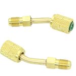 R410a Adapter 2 Pack with Thimble 5/16 Inch SAE Female Quick Coupler to 1/4 Inch SAE Male Flare Air Conditioner Hose Connectors for 45 Degree Mini Split System Adapter, R410a Manifold Gauge Set