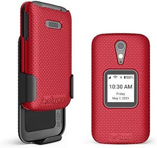 Case with Belt Clip for GreatCall Lively Flip, Jitterbug Flip2 Cell Phone for Seniors, Protective Snap On Cover with Belt Clip Holder Combo for Jitterbug Flip2 / Lively (Model: 4053S) - Red