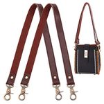 PH PandaHall 2pcs Genuine Leather Bag Handles Brown Leather Replacement Handles 23.8" Replacement Purse Straps with Antique Bronze Swivel Lobster Buckles for Handbags Purses Shoulder Bags